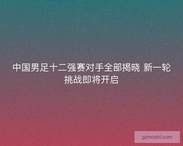 中国男足十二强赛对手全部揭晓 新一轮挑战即将开启