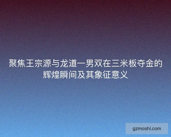 聚焦王宗源与龙道一男双在三米板夺金的辉煌瞬间及其象征意义