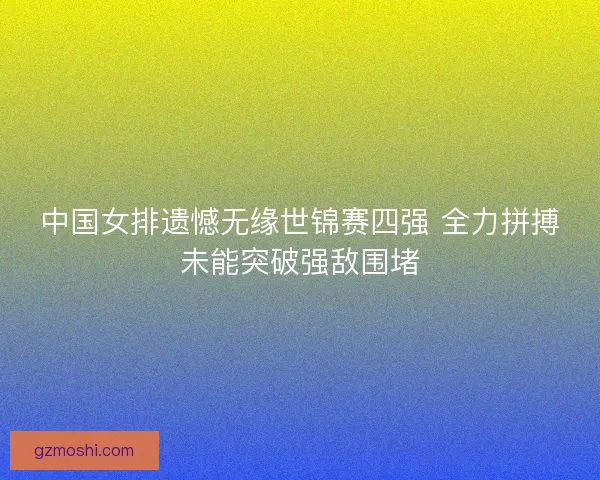 中国女排遗憾无缘世锦赛四强 全力拼搏未能突破强敌围堵