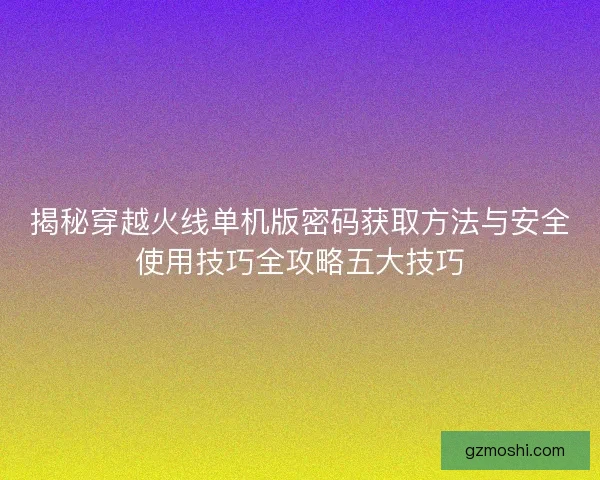 揭秘穿越火线单机版密码获取方法与安全使用技巧全攻略五大技巧