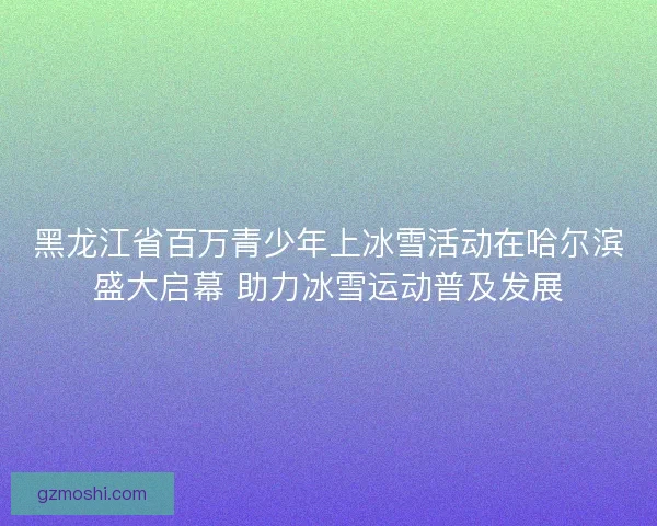 黑龙江省百万青少年上冰雪活动在哈尔滨盛大启幕 助力冰雪运动普及发展